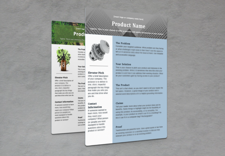 Product Sheet Templates